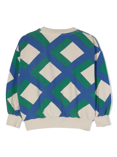 Shop Bobo Choses Geometric-print Crew-neck Sweatshirt In Blue