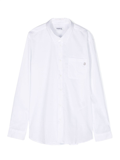 Shop Dondup Logo-plaque Cotton Shirt In White