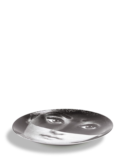 Fornasetti Tema E Variazioni N.225 Hand-decorated Wall Plate In Black