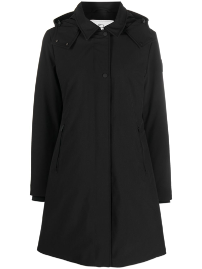 Shop Woolrich Hooded Parka Coat In Black