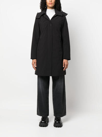 Shop Woolrich Hooded Parka Coat In Black