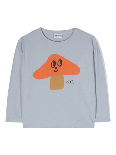 Shop Bobo Choses Mushroom-print Long-sleeve T-shirt In Blue