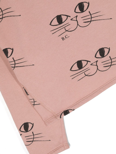 Shop Bobo Choses Cat-print Cropped Sweatshirt In Pink