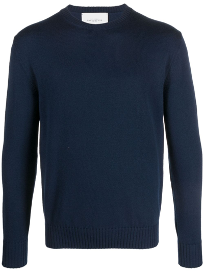 Shop Ballantyne Round-neck Wool Jumper In Blue