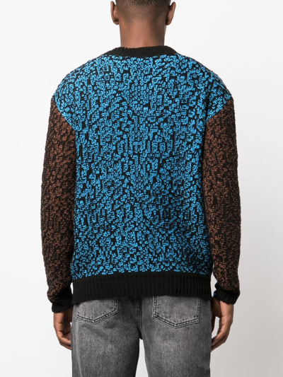 Andersson Bell Two-tone Cotton Blend Crew-neck Sweater In Blue