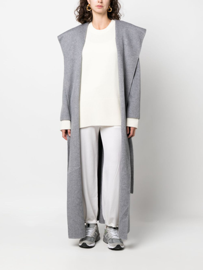 P.a.r.o.s.h Hooded Cashmere Maxi Coat In Grey
