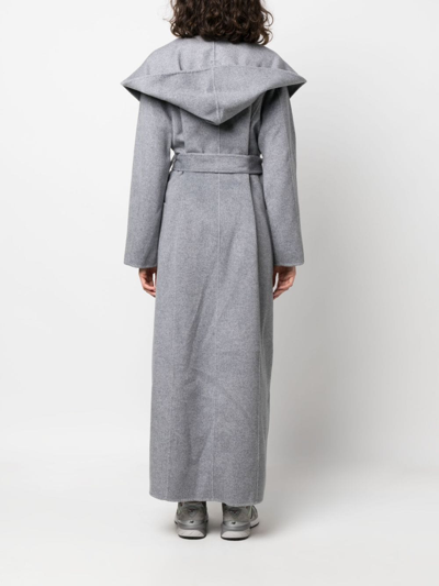 P.a.r.o.s.h Hooded Cashmere Maxi Coat In Grey