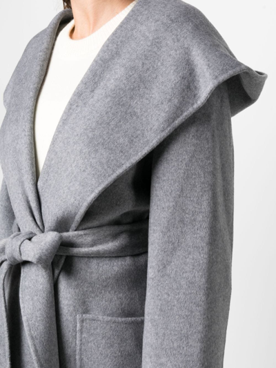 P.a.r.o.s.h Hooded Cashmere Maxi Coat In Grey