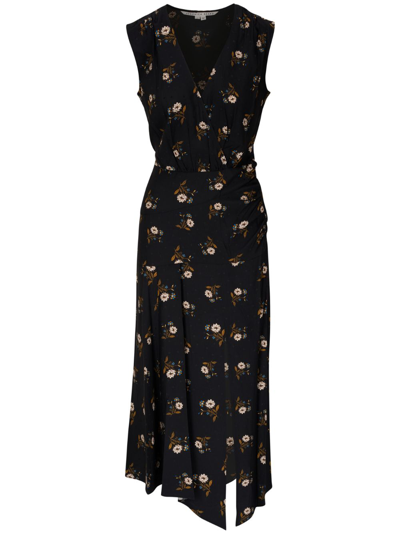 Shop Veronica Beard Wixson Floral-print Dress In Black