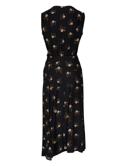 Veronica Beard Wixson Floral Sleeveless A-line Midi Dress In Black