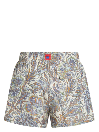 Shop Etro Paisley Foliage-print Swim Shorts In Multicolour