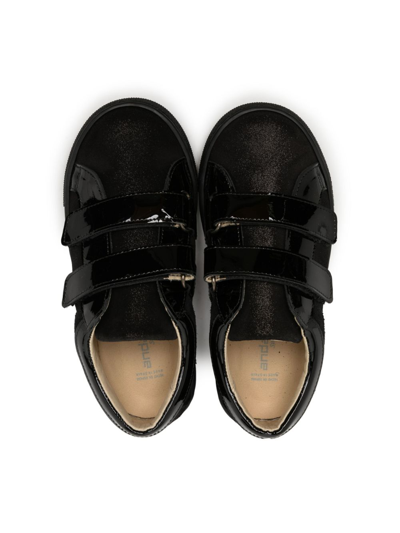 Shop Andanines Touch-strap Patent Leather Sneakers In Black
