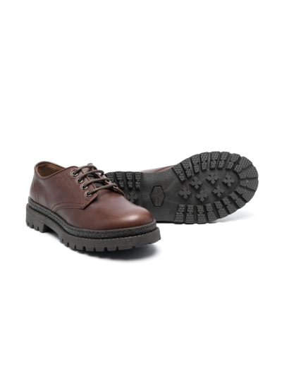 Shop Brunello Cucinelli Logo-patch Leather Loafers In Brown