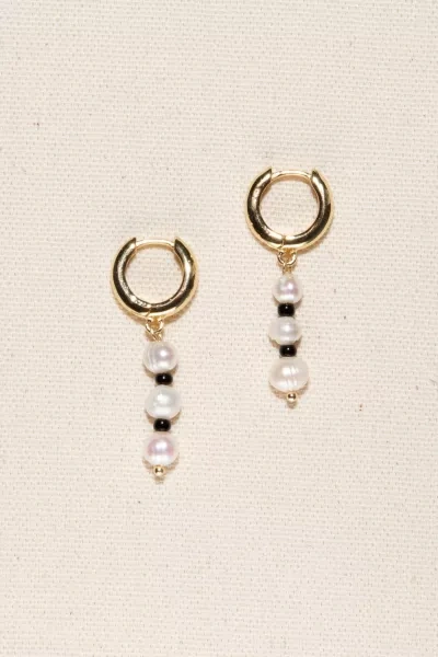 Shop Joey Baby Victoria Pearl Earrings In Black And White