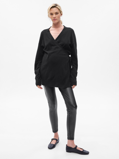 Shop Gap Maternity Cashsoft Wrap Sweater In Black