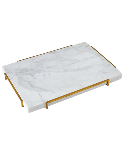 Global Views Overture Marble Tray In Brass