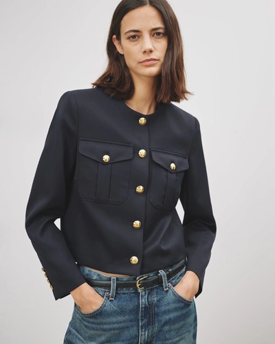 Shop Nili Lotan Maurine Jacket In Dark Navy