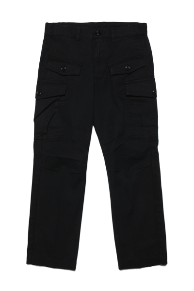 Shop Diesel Pjoffe Trousers  Gabardine Cargo Pants With Pockets In Black