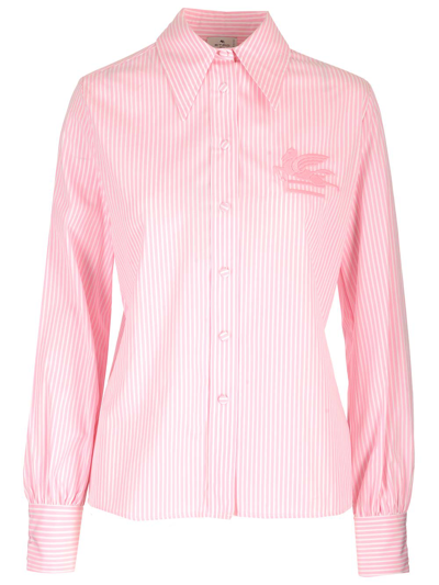 Shop Etro Striped Cotton Shirt In Red