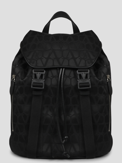 Shop Valentino Black Iconographe Nylon Backpack