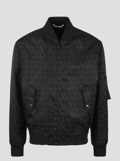 Shop Valentino Toile Iconographe Print Nylon Bomber Jacket In Black