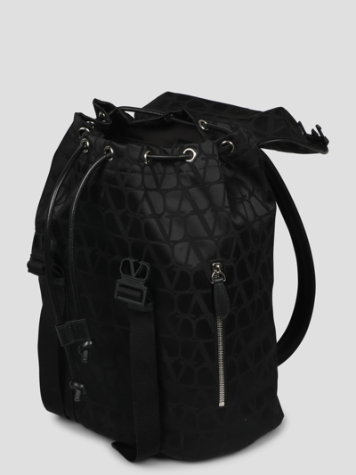 Shop Valentino Black Iconographe Nylon Backpack