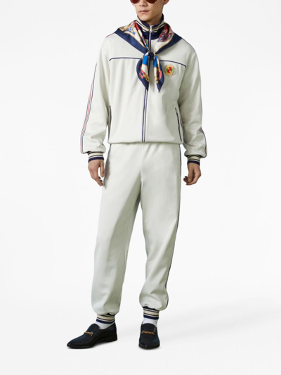 Shop Gucci Striped-trim Zip-up Track Jacket In White