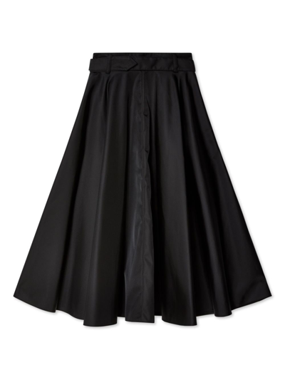 Shop Prada Belted Pleated Skirt In Black