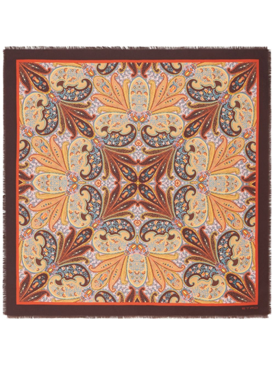 Shop Etro Paisley-print Silk Scarf In Red