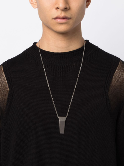 Shop Rick Owens Logo-engraved Chain Necklace In Silver