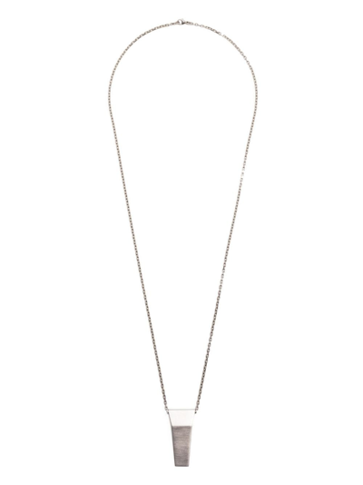 Shop Rick Owens Logo-engraved Chain Necklace In Silver