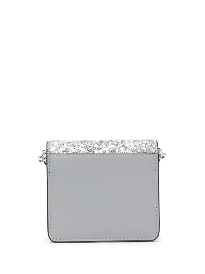 Shop Maison Margiela Micro Glitter-effect Wallet-on-chain In Grey