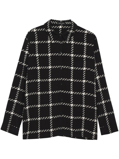 Shop Anine Bing Plaid-print Button-up Shirt In Black