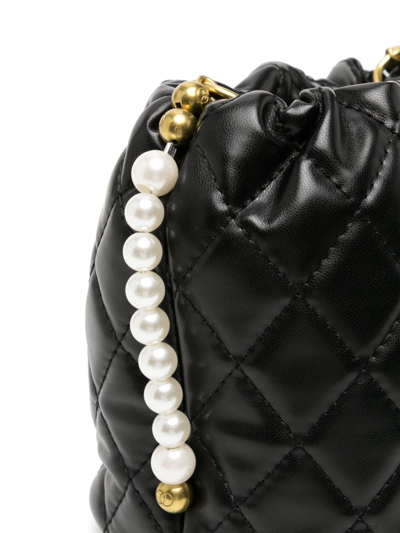 Shop Monnalisa Diamond-quilted Leather Shoulder Bag In Black