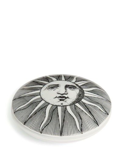Fornasetti Sole Hand-decorated Porcelain Dish In White