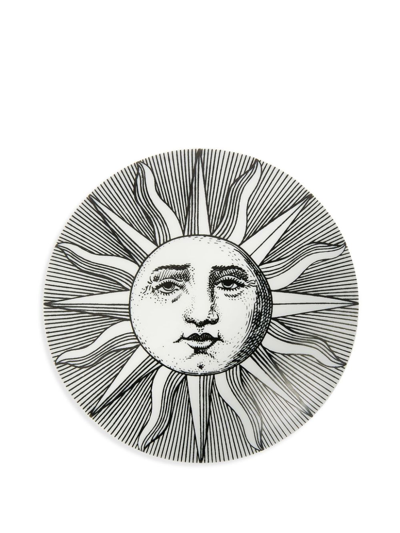 Fornasetti Sole Hand-decorated Porcelain Dish In White