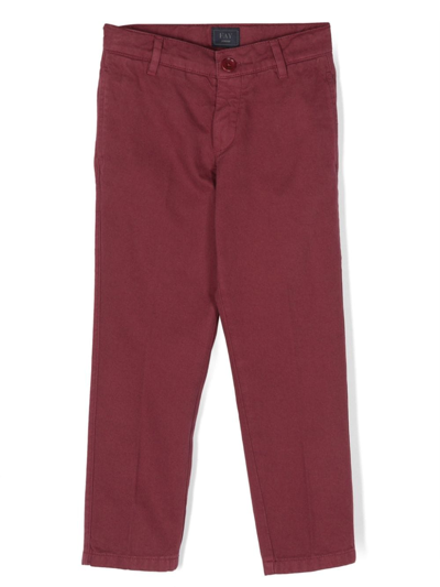 Fay Slim-cut Chino Trousers In Red