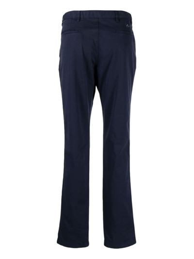 Ps By Paul Smith Logo-patch Twill Chinos In Blue