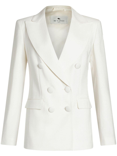 Shop Etro Peak-lapels Double-breasted Blazer In White