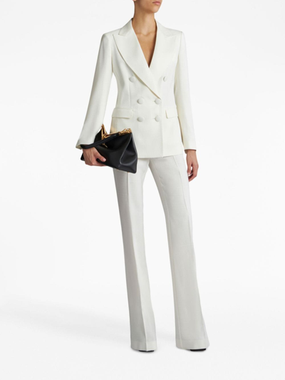 Etro Heart Double-breasted Textured Wool Blazer In White