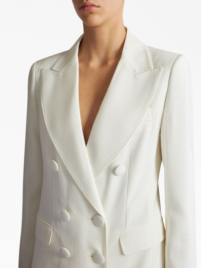 Etro Heart Double-breasted Textured Wool Blazer In White