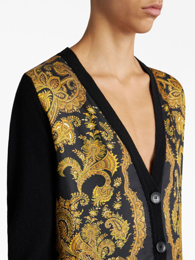 Shop Etro Paisley-print Panelled Cardigan In Blue