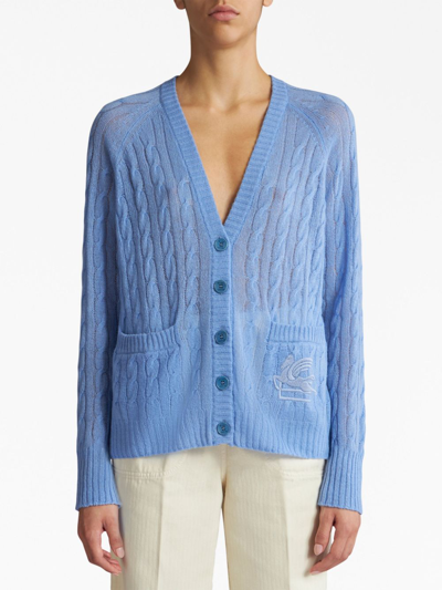 Etro Braided Pattern Cardigan In Blue