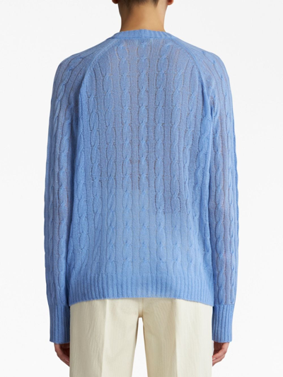 Etro Braided Pattern Cardigan In Blue