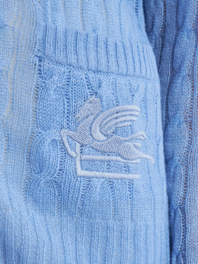 Etro Braided Pattern Cardigan In Blue