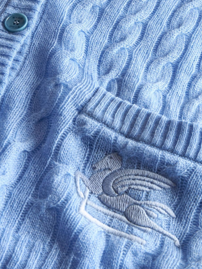 Etro Braided Pattern Cardigan In Blue