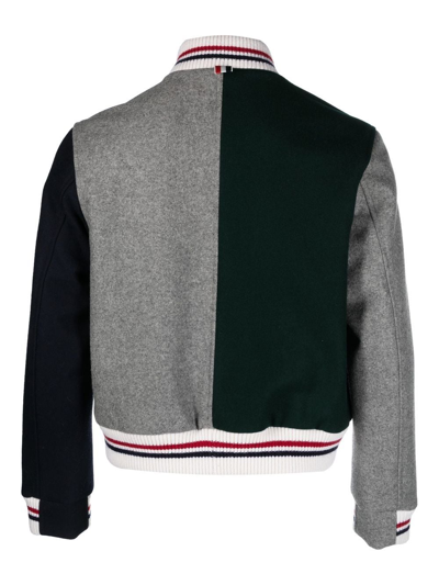 Shop Thom Browne Colour-block Bomber Jacket In Green