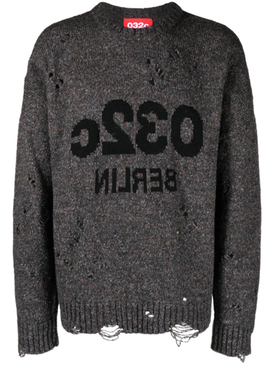 Shop 032c Painters Cover Distressed-effect Jumper In Grey