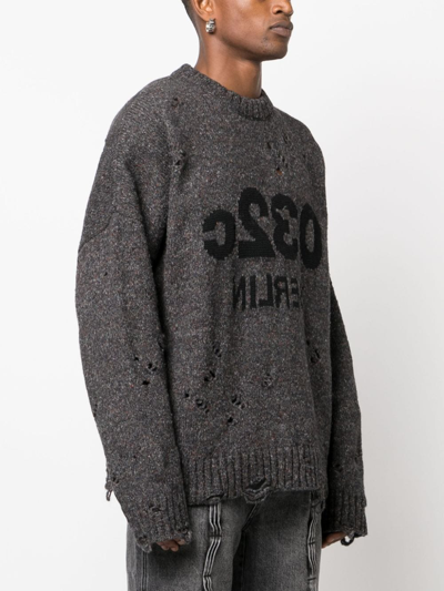 Shop 032c Painters Cover Distressed-effect Jumper In Grey