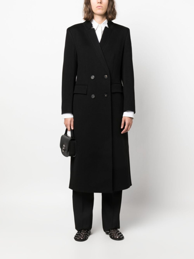 Alberto Biani Double-breasted Virgin-wool Coat In Black